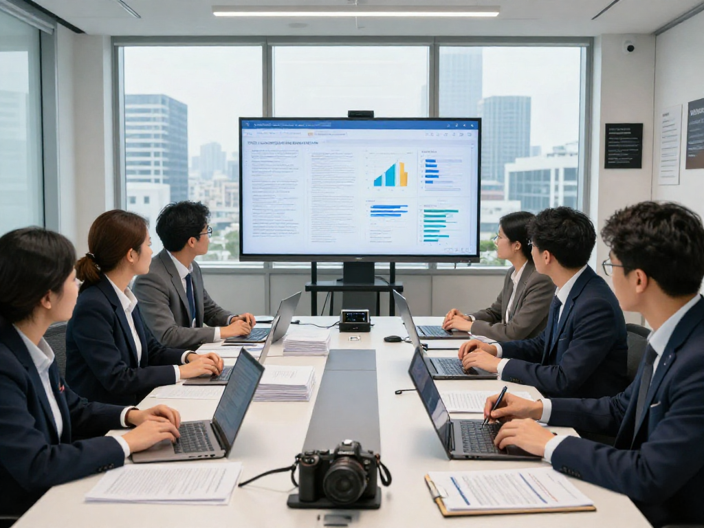 Team collaborating on document fraud detection strategies in a modern office environment.